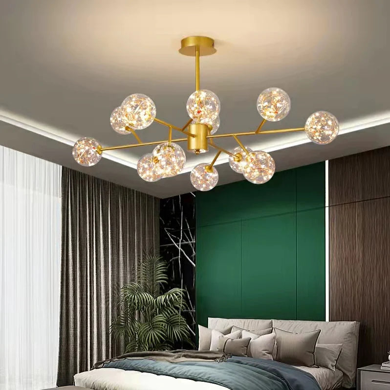 Lampadario moderno Starlight per soggiorno, lampada da soffitto Magic Beans, lampada molecolare per sala da pranzo