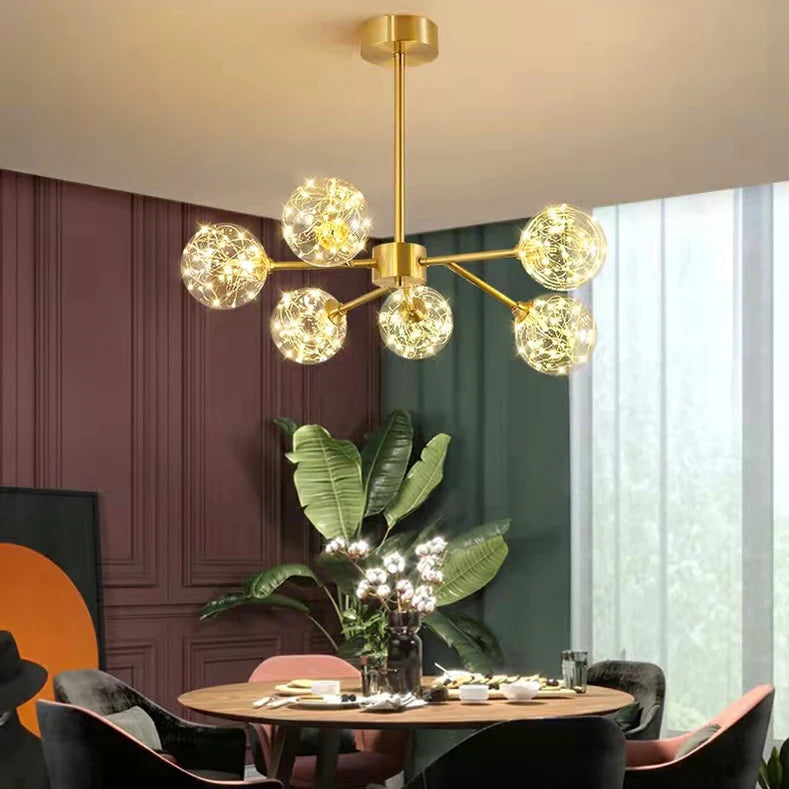 Lampadario moderno Starlight per soggiorno, lampada da soffitto Magic Beans, lampada molecolare per sala da pranzo
