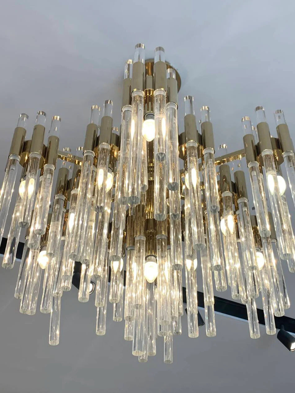 Lampadario moderno di lusso a cilindri in vetro a più livelli per soggiorno/camera da letto/sala da pranzo/bagno