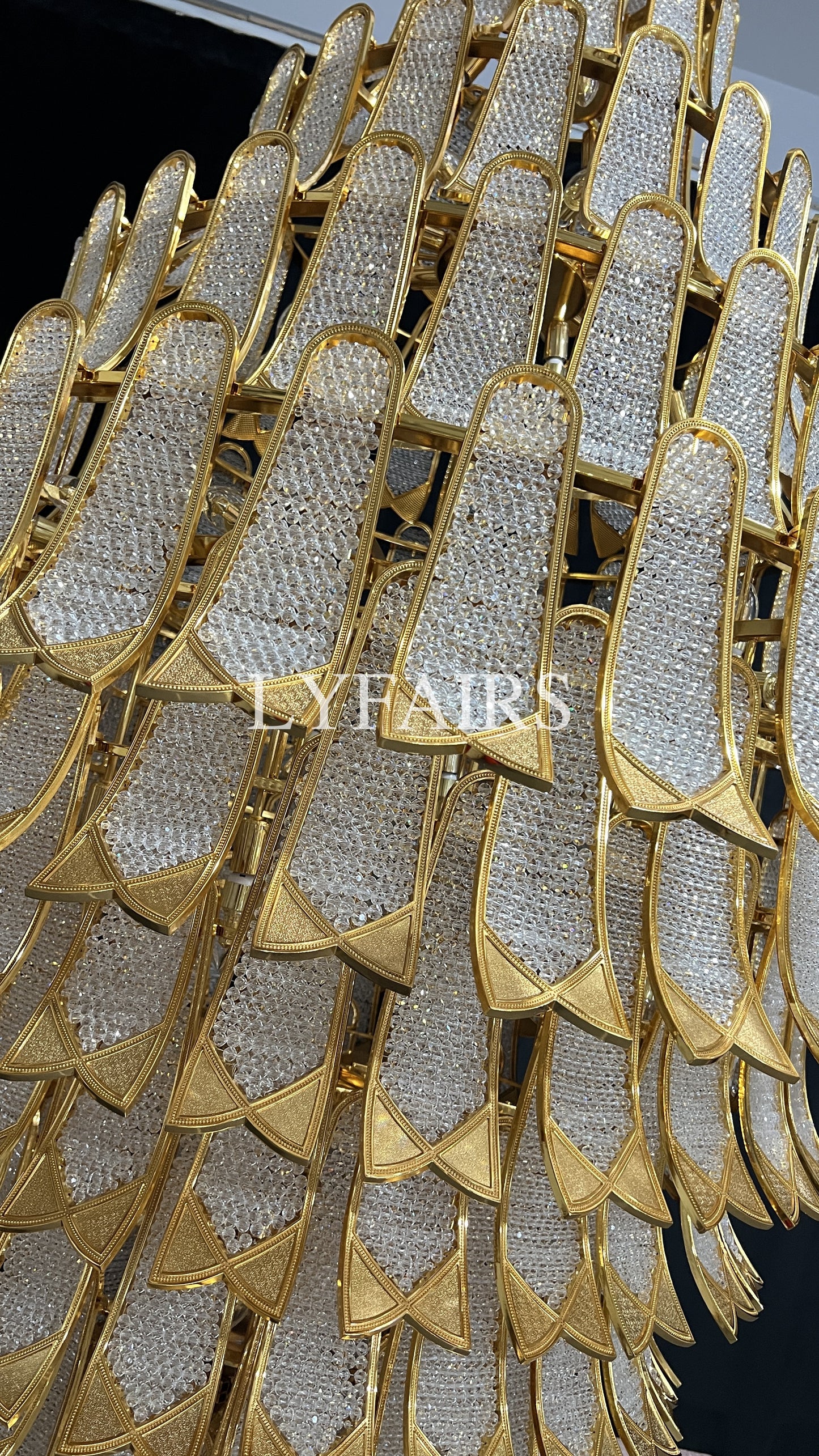 Extra Large Luxury Multi-tier Gold Crystal Chandelier for Stairs/Large High-ceiling Room8