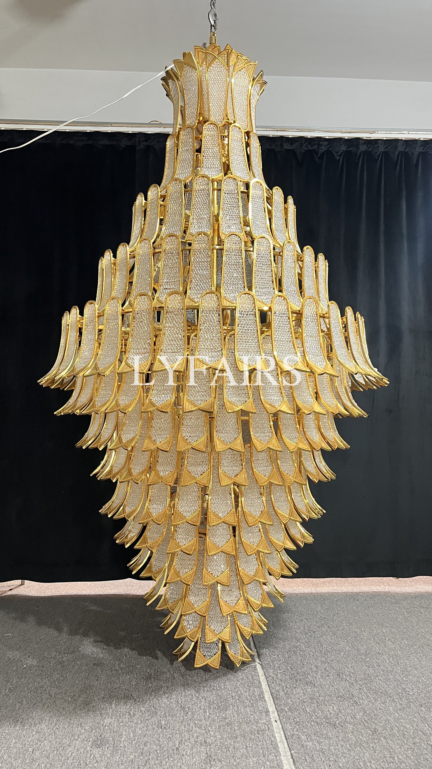 Extra Large Luxury Multi-tier Gold Crystal Chandelier for Stairs/Large High-ceiling Room9