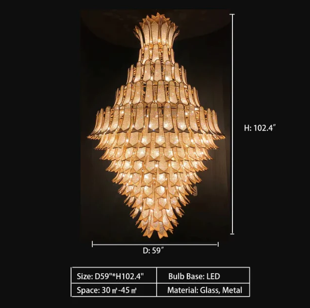 Extra Large Luxury Multi-tier Gold Crystal Chandelier for Stairs/Large High-ceiling Room 8