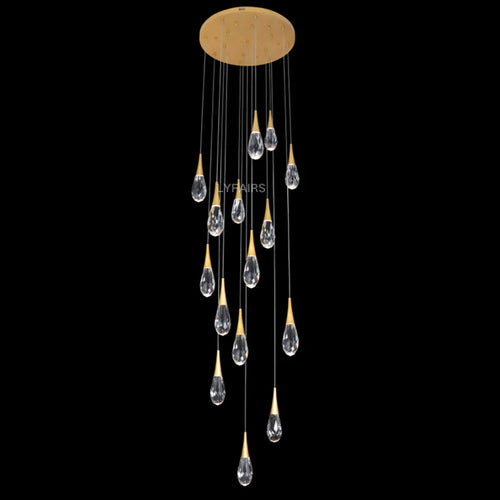 Lustre moderne en cristal flottant en forme de goutte d'eau pour plafond haut