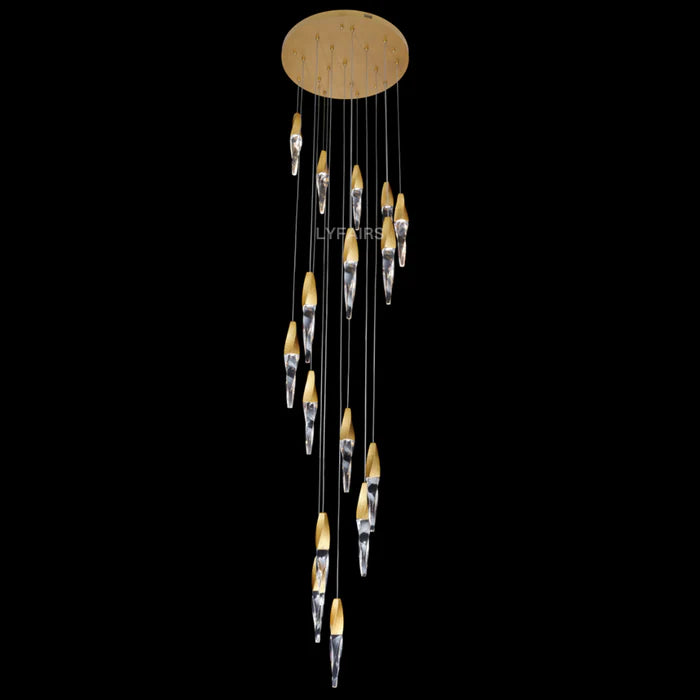 Lustre moderne en cristal en spirale flottante pour plafond haut