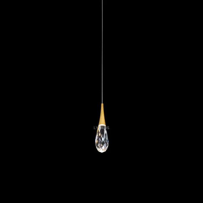 Lustre moderne en cristal flottant en forme de goutte d'eau pour plafond haut