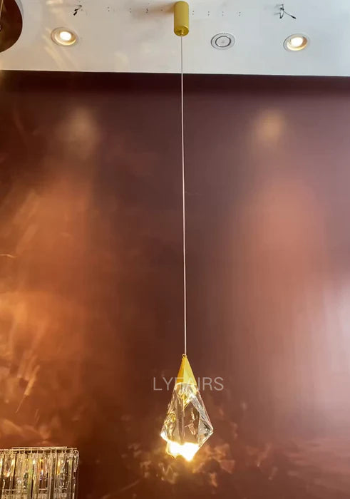Pendentif moderne de luxe en cristal de diamant en feuille d'or