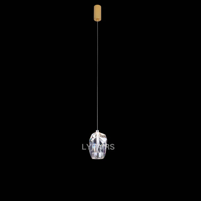 Lustre moderne en cristal irrégulier flottant transparent/bleu/ambre pour plafond haut