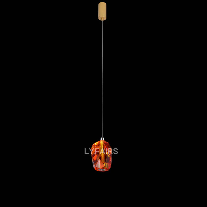 Lustre moderne en cristal irrégulier flottant transparent/bleu/ambre pour plafond haut