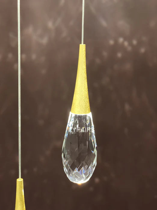 Lustre moderne en cristal flottant en forme de goutte d'eau pour plafond haut