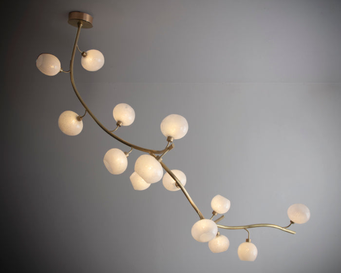 Lustre moderne à branches linéaires en laiton pour salle à manger