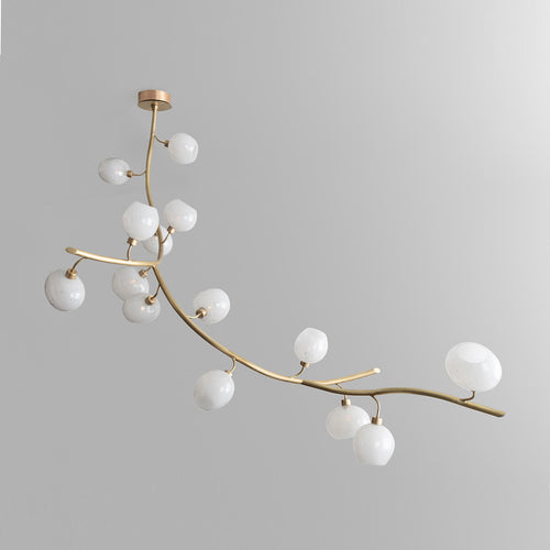Lustre moderne à branches linéaires en laiton pour salle à manger