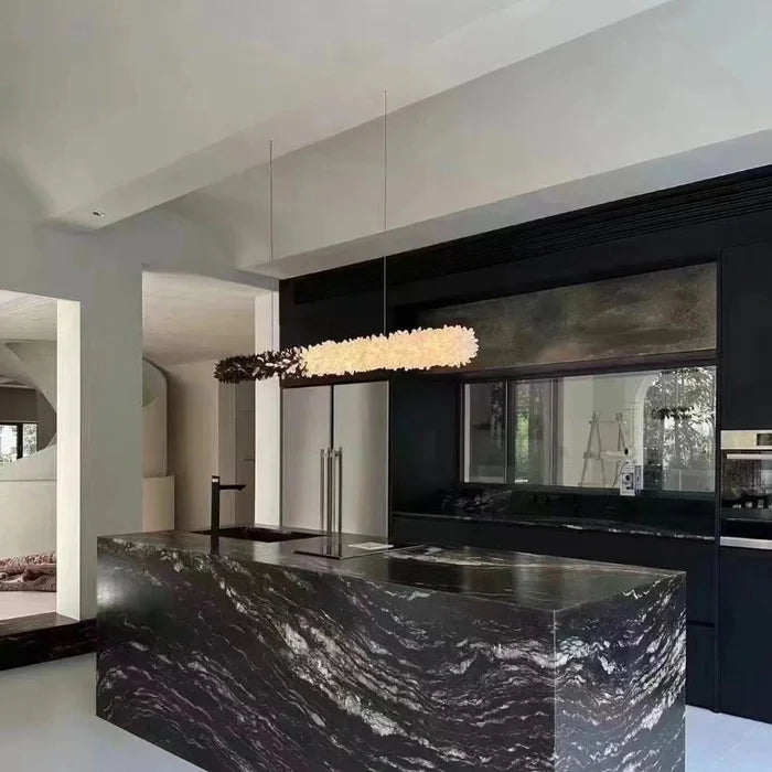 Lustre linéaire moderne en cristal naturel