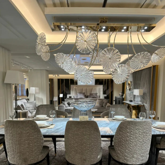 Suspension Lotus en verre moderne et créative pour îlot de cuisine