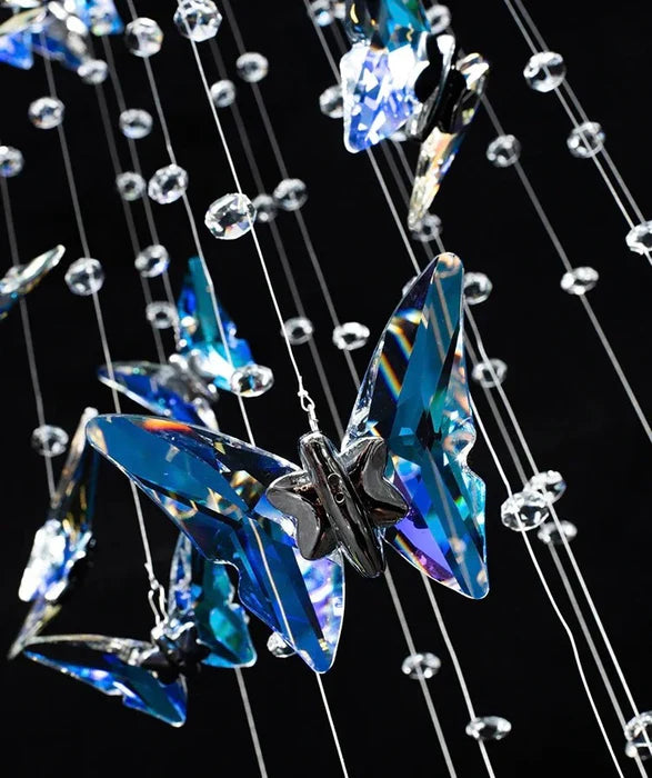 Lustre papillon flottant en cristal K9 de style nord-européen pour plafond haut