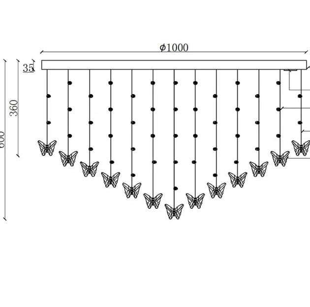 Lustre papillon rond encastré au design artistique de luxe léger