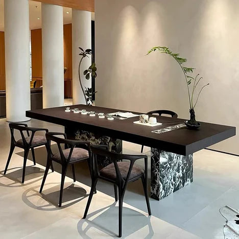 Sedia da pranzo di lusso in legno con finitura nera