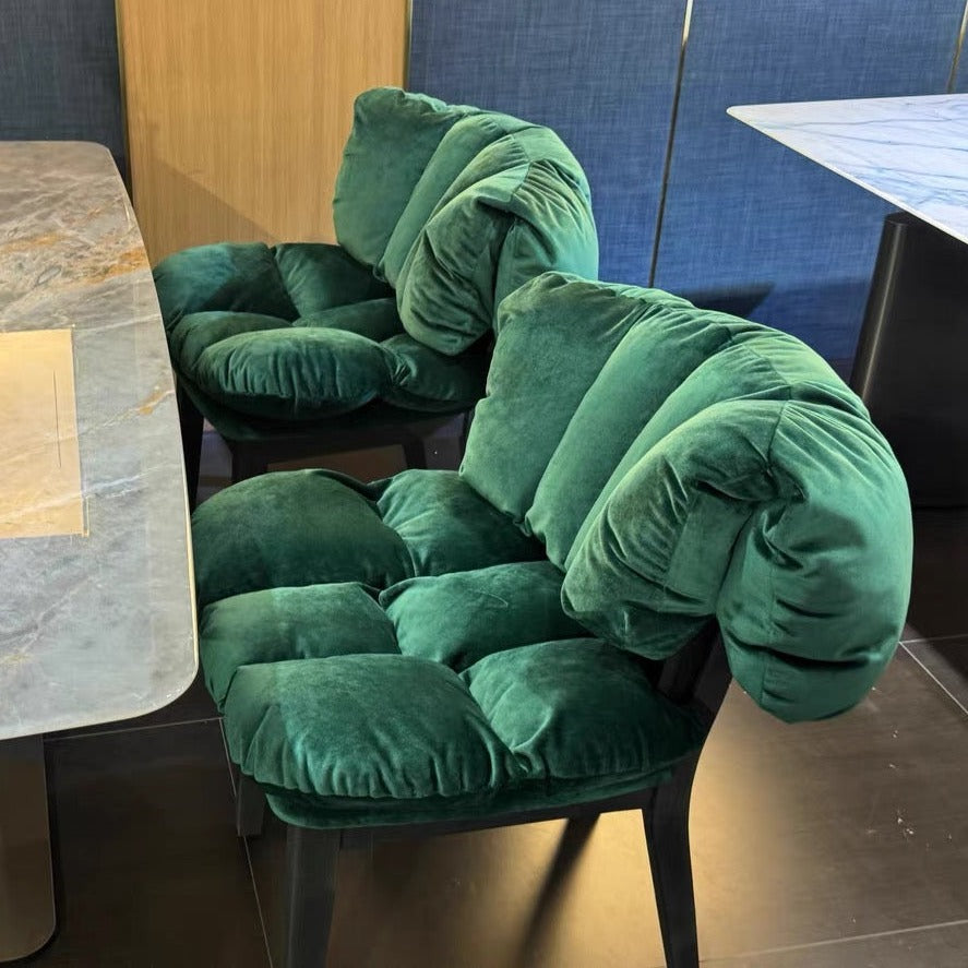 Chaise de salle à manger en velours italien léger et luxueux