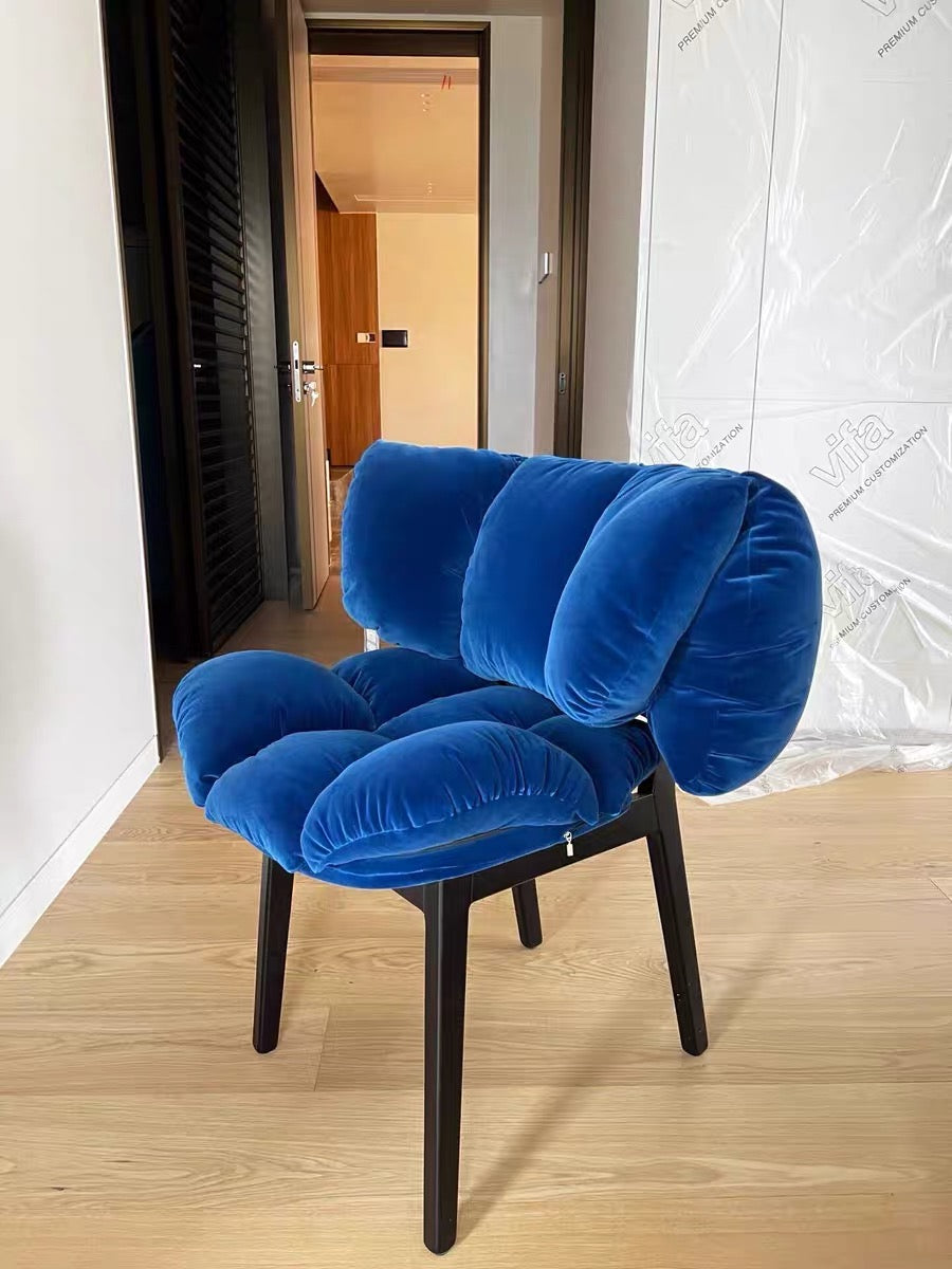 Chaise de salle à manger en velours italien léger et luxueux