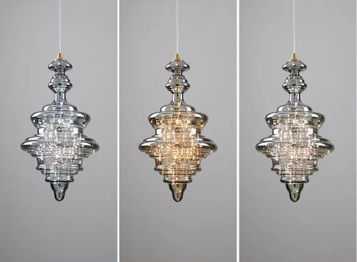Lampada a sospensione moderna in vetro grigio con cielo stellato per sala da pranzo/bar/isola della cucina