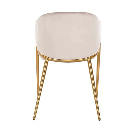 Chaise de salle à manger de luxe en laiton et velours de vison