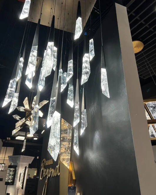 Lampadario di cristallo di diamanti di lusso con ghiacciai galleggianti per scale/atrio/ingresso