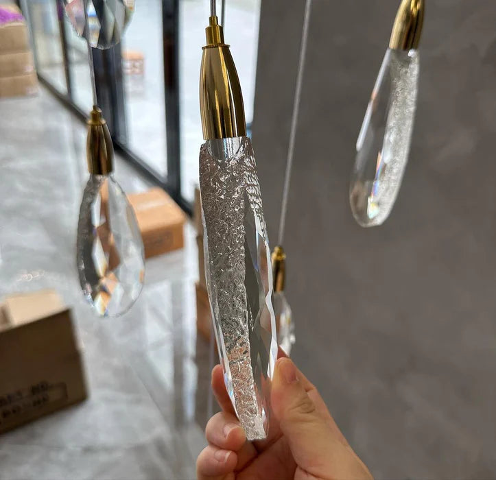 Lustre moderne en cristal flottant pour plafond haut