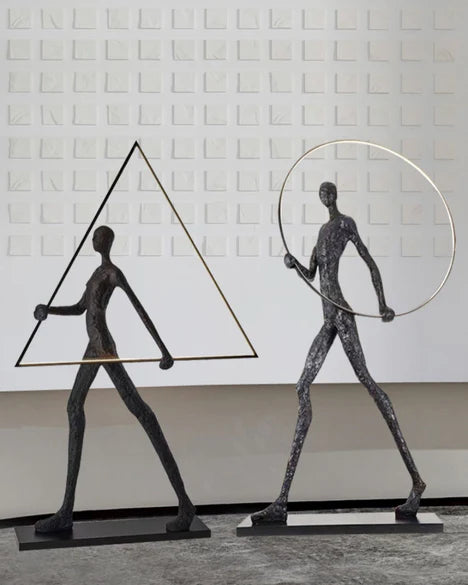 Circle/Square/Triangle Human Statue Art LED Floor Lamp