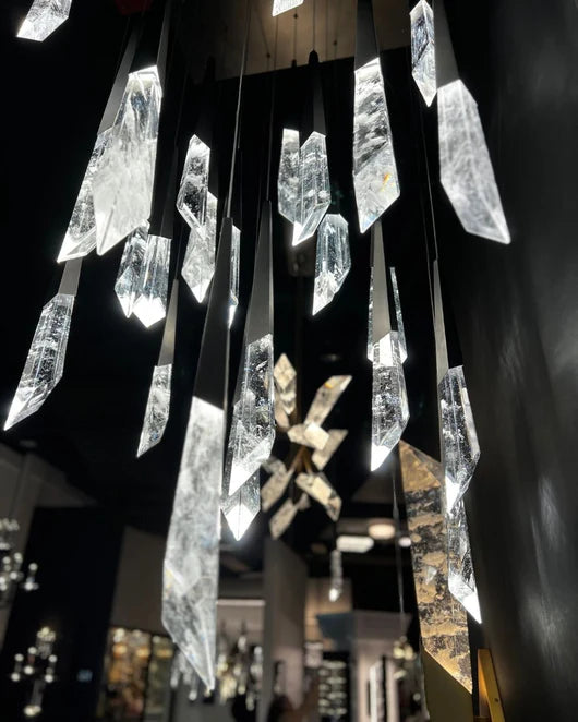 Lampadario di cristallo di diamanti di lusso con ghiacciai galleggianti per scale/atrio/ingresso