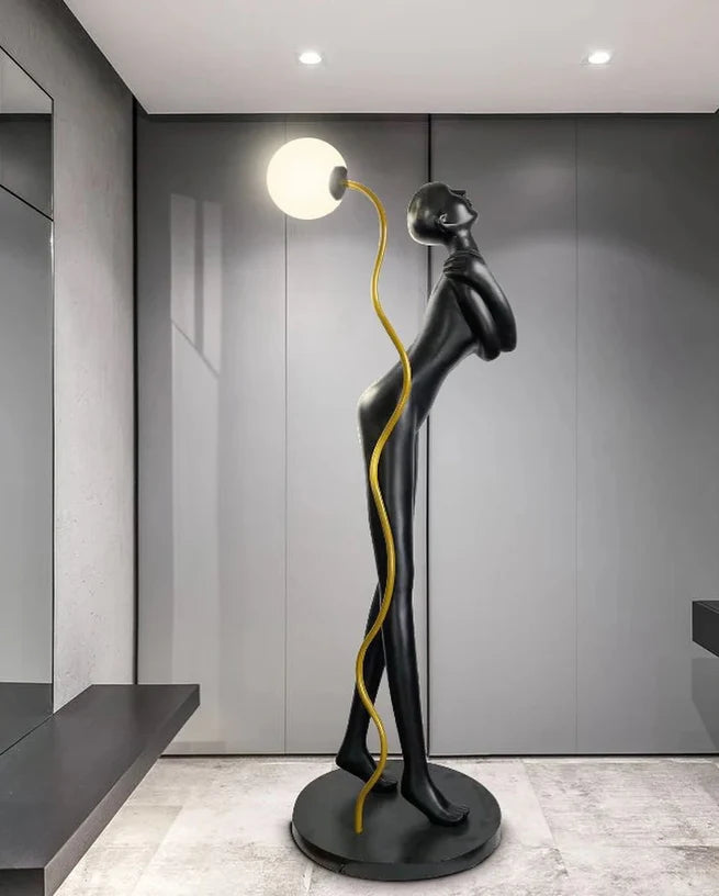 Charmant lampadaire sculpture d'art humain