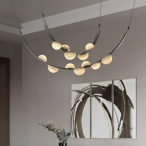 Lustre LED moderne en forme de goutte d'albâtre
