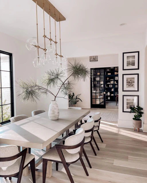 Lampadario in vetro trasparente a sfera nordico con finitura nera/oro per sala da pranzo/isola della cucina
