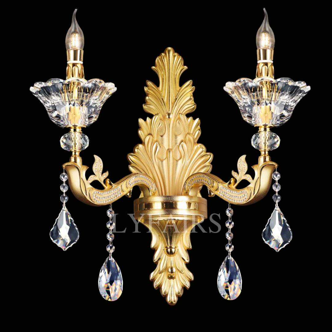 Applique murale style baroque éternel avec bras lumineux ornés de cristaux inspirés des diamants