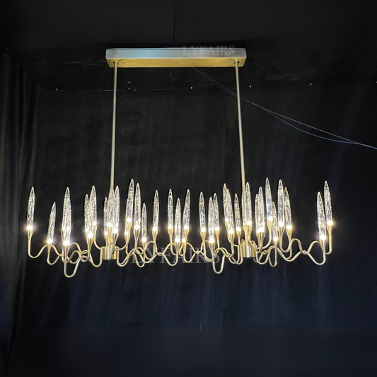 Mid-Century Candlestick Crystal Chandelier for Dining Room