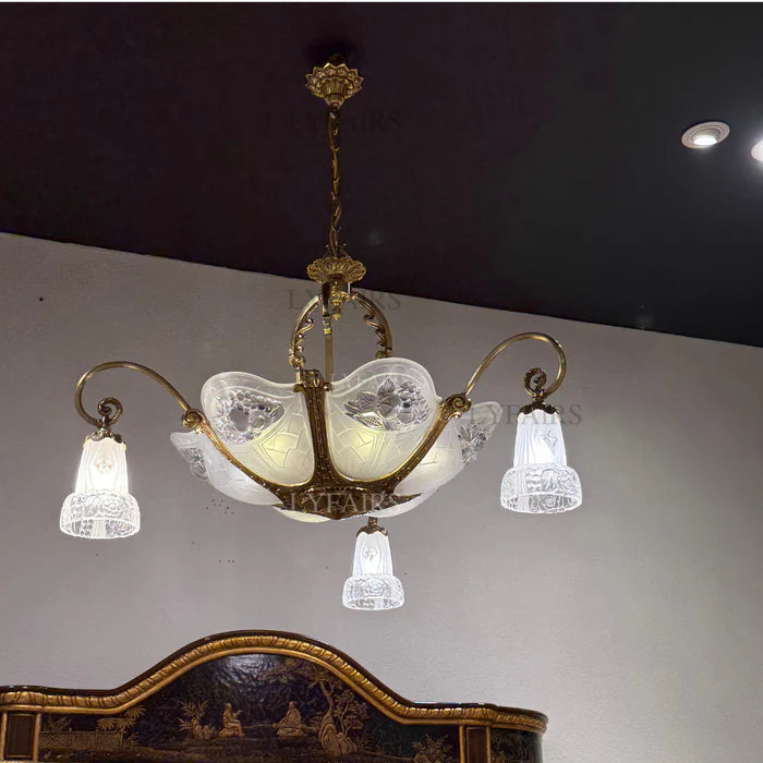 LYFAIRS x FH&Home Baroque Petal Classic Glass Chandelier for Palace