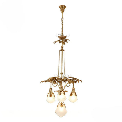 LYFAIRS x FH&Home Brass Leaves Fruit-inspired Glass Chandelier
