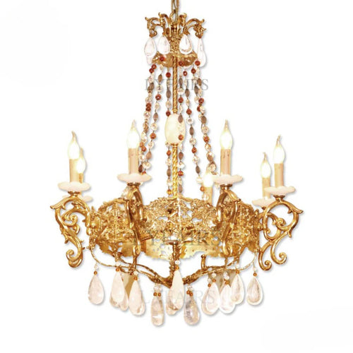 LYFAIRS x FH&Home Luxurious Baroque Droplet Brass Chandelier