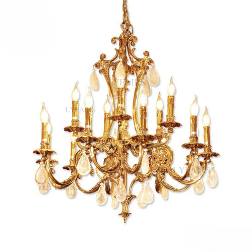 LYFAIRS x FH&Home Baroque Classical Brass Branches Chandelier with Bubble Glass Droplet