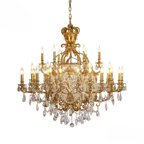 LYFAIRS x FH&Home Brass Crown Crystal Tassel Chandelier