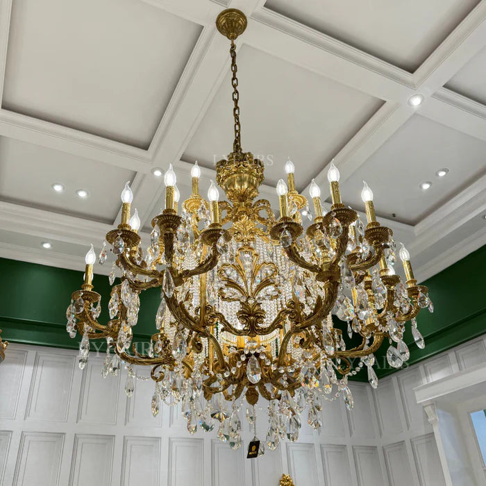 LYFAIRS x FH&Home Brass Crown Crystal Tassel Chandelier