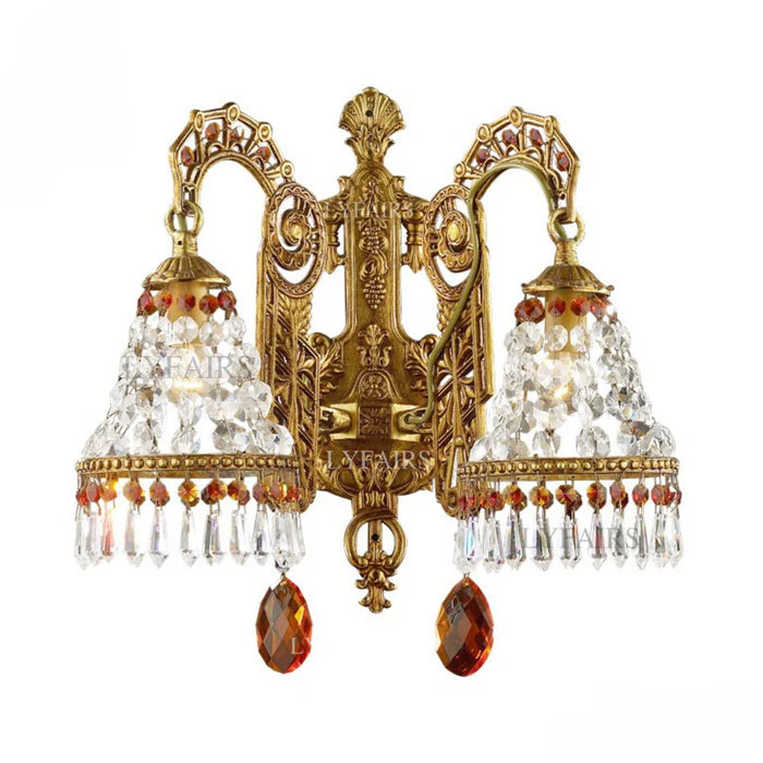 LYFAIRS x FH&Home Baroque Brass Wall Lamp with Crystal Tassel