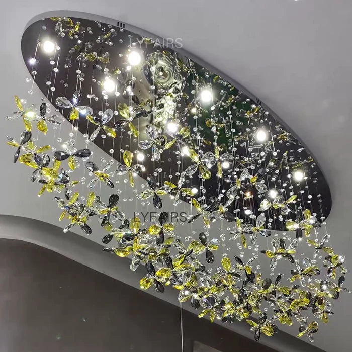 Lustre moderne en cristal à motif floral flottant pour plafond bas