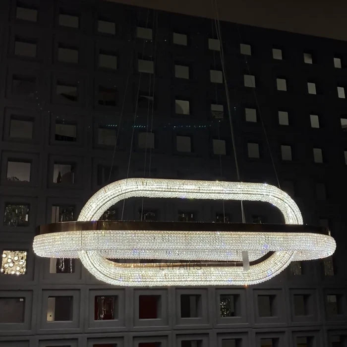 Lustre en cristal rond/ovale minimaliste moderne pour plafond haut/bas