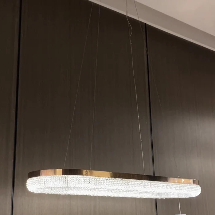 Lustre en cristal rond/ovale minimaliste moderne pour plafond haut/bas