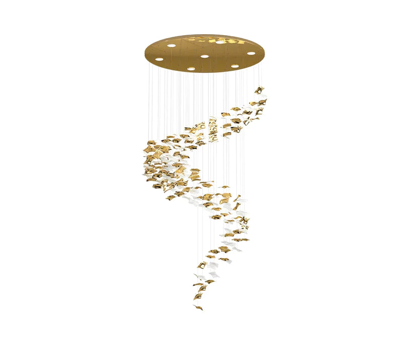 Lustre suspendu moderne en spirale carrée en verre