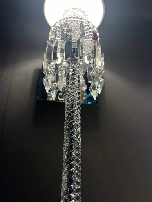 Applique murale moderne de luxe à 1 lumière en cristal avec abat-jour en tissu