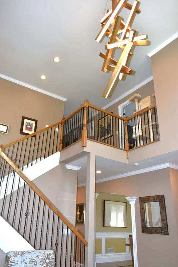 Suspension géométrique verticale moderne pour escalier/hall d'entrée/haut plafond