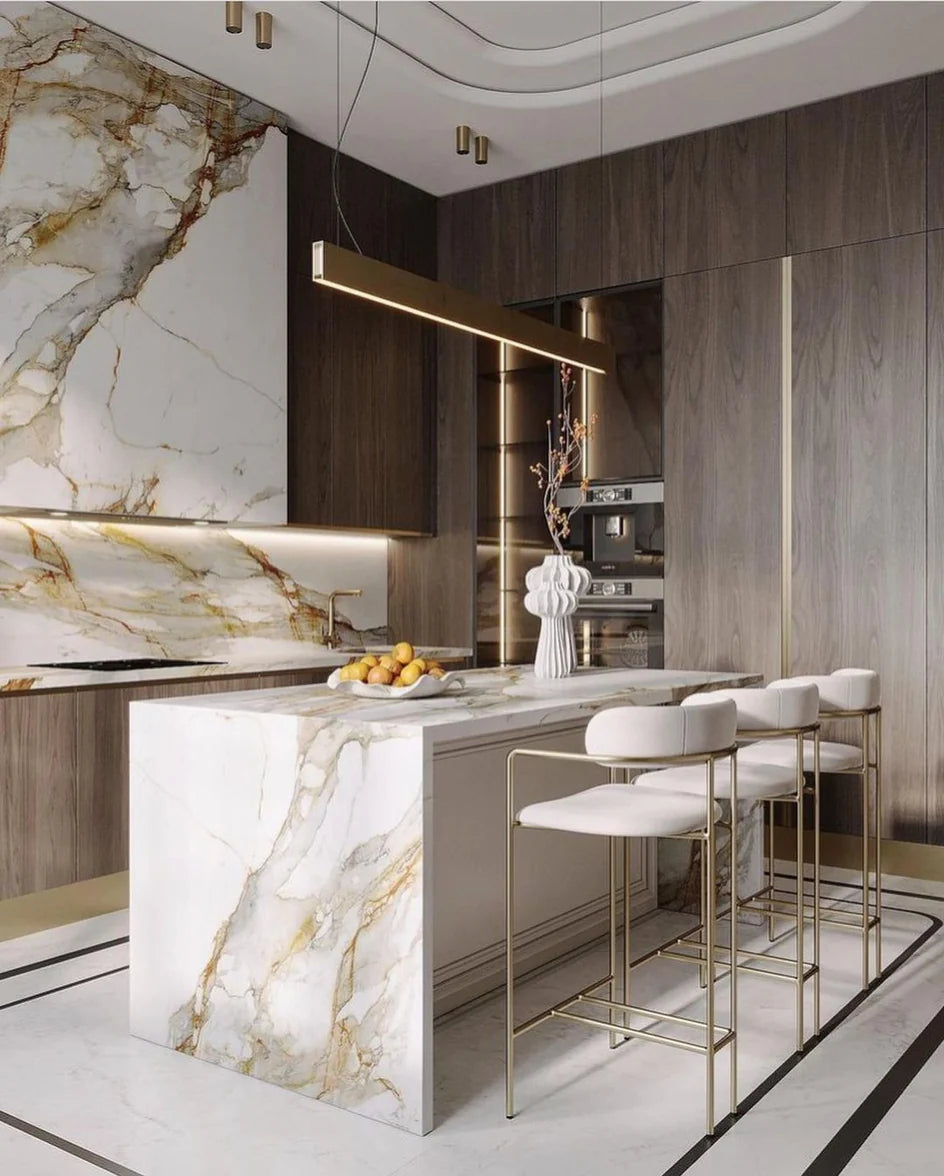 Suspension longue de style nordique minimaliste pour table à manger, luminaire créatif à LED doré antique pour îlot de cuisine/bar