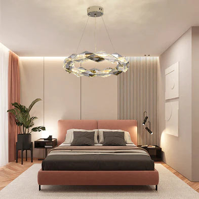 Modern Art Tiered Crystal Wreth Pendant Chandelier for Living/Dining Room/Bedroom