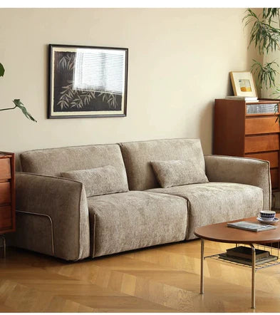 Scandinavian Medieval Style Simple 3/4 Seater Chenille Straight Sofa