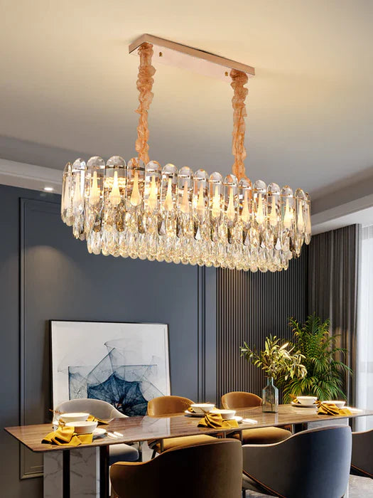 Lustre à plusieurs niveaux en cristal transparent surdimensionné, idéal pour le salon, la salle à manger ou la chambre à coucher